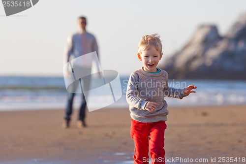 Image of family at the beach in california