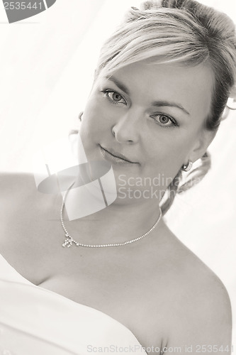 Image of portrait of beautiful smiling bride