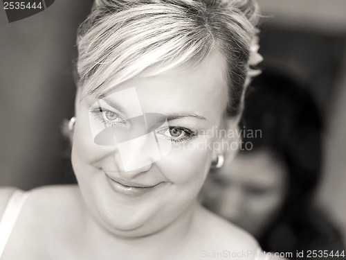 Image of portrait of beautiful smiling bride