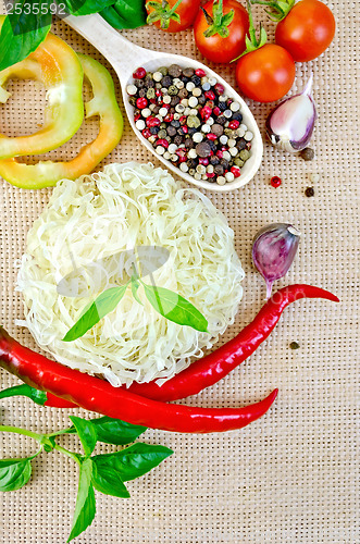 Image of Noodles rice twisted with peppers and vegetables