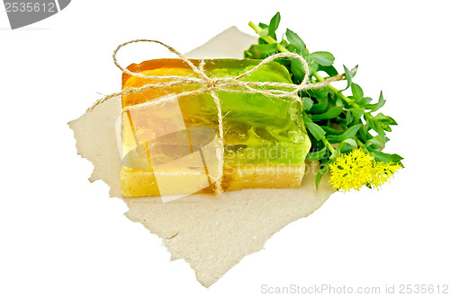 Image of Soap homemade with Rhodiola rosea on paper