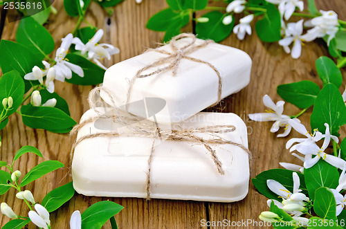 Image of Soap white with flowers of honeysuckle