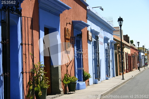 Image of Colorful colonial street in Oaxaca, Mexico