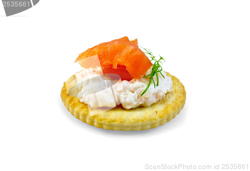 Image of Crackers with cream and salmon
