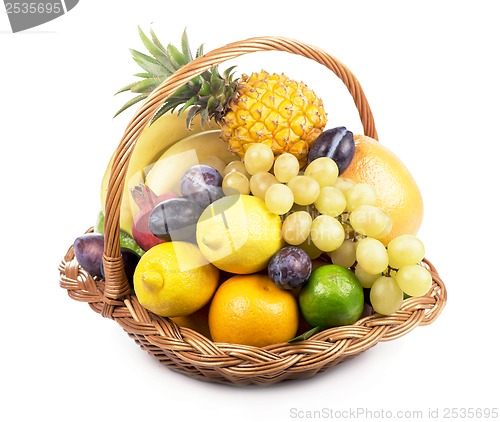 Image of Fresh fruit  in a wicker basket