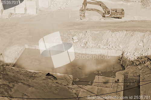 Image of Thassos white marble quarry sepia