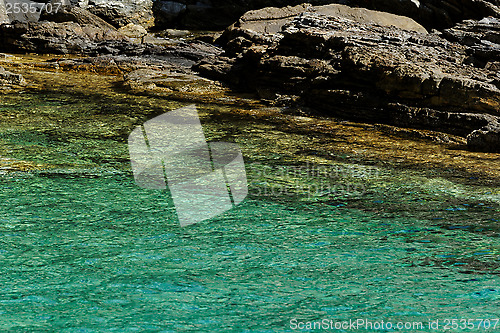 Image of rocky beach at greece , thassos