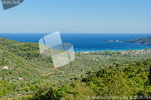 Image of rocky beach at greece , thassos