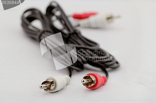 Image of audio RCA cable on a white background
