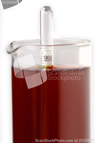 Image of Measuring wine density with a hydrometer