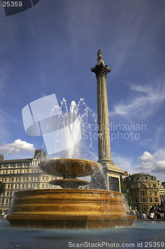 Image of Fountain in Trafalgar square with nelsons column in background