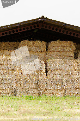 Image of straw bales under the roof