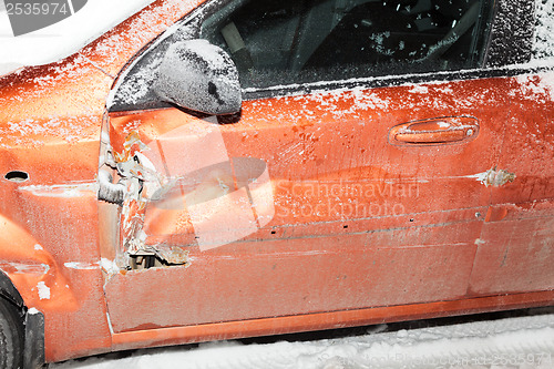 Image of Car accident on a snowy road