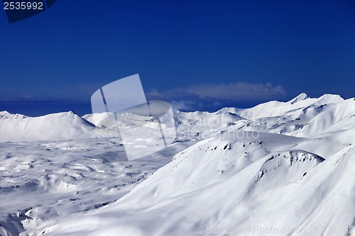 Image of Off-piste slope and snowy plateau at nice day