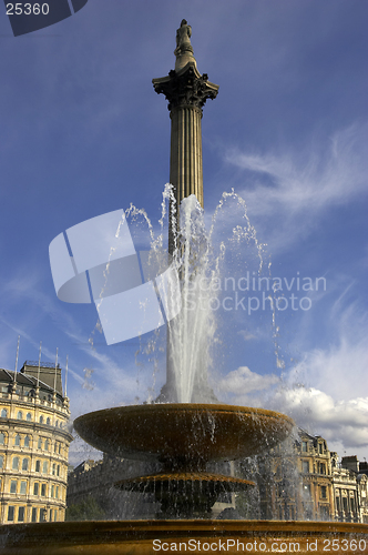 Image of Fountain in Trafalgar square with nelsons column in background