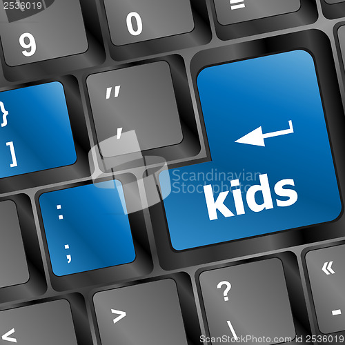 Image of kids key button in a computer keyboard