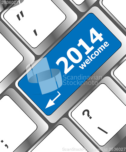 Image of New year concept: welcome 2014 key on the computer keyboard