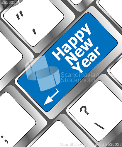 Image of happy christmas message, keyboard enter key button