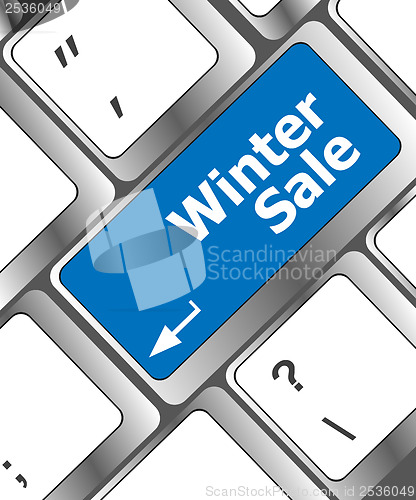 Image of winter sale on computer keyboard key button