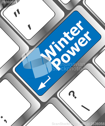 Image of winter power on computer keyboard key button