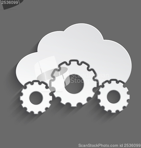 Image of White cloud with cogs 3d