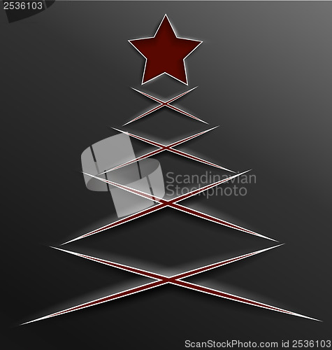 Image of Christmas tree paper cut lines cross