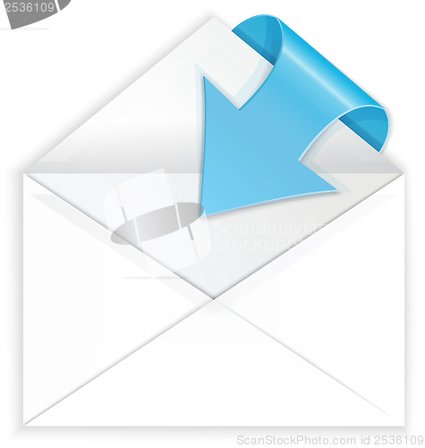 Image of White envelope blue arrow in