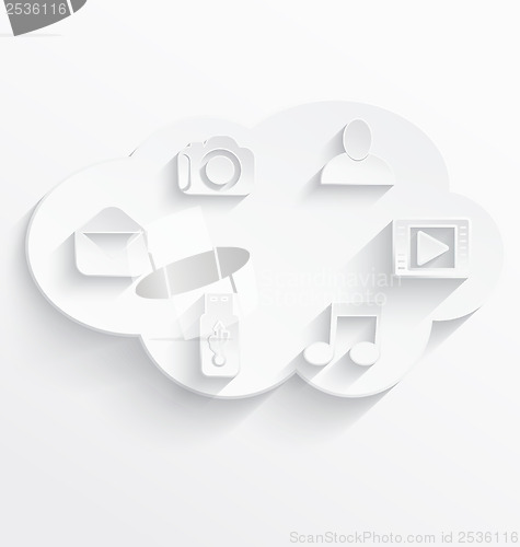 Image of White cloud computing symbols