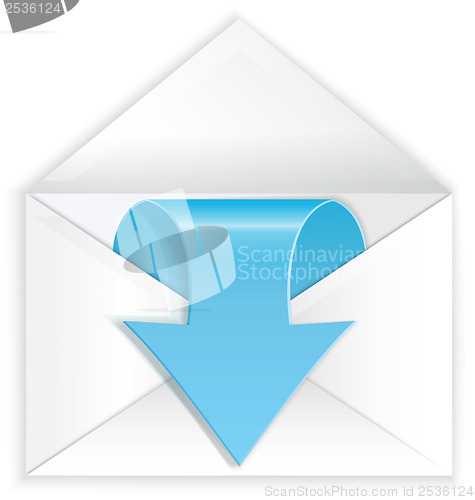 Image of White envelope blue arrow symbol