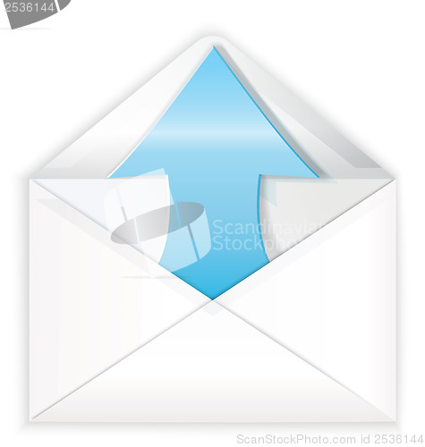 Image of White envelope blue arrow out