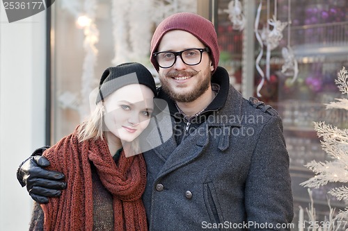 Image of Young happy hipster couple