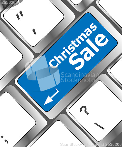 Image of christmas sale on computer keyboard key button