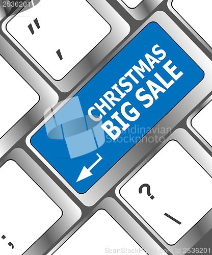 Image of christmas big sale on computer keyboard key button