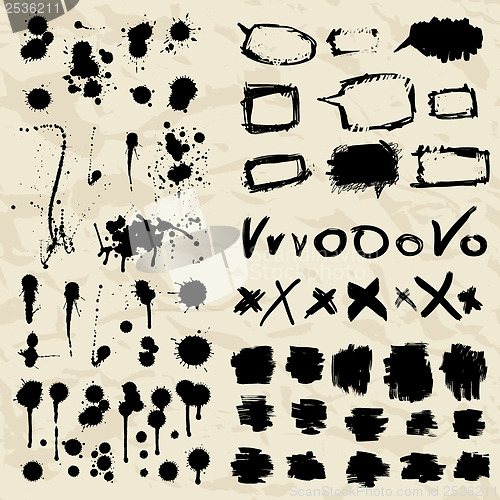 Image of Ink splatters. Grunge design elements collection.