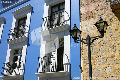 Image of Blue building, Oaxaca, Mexico