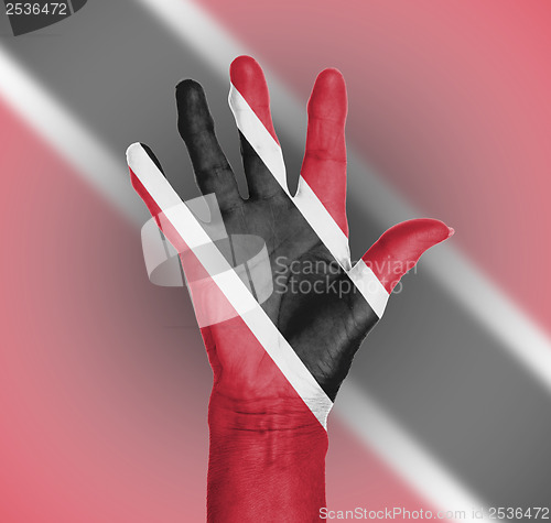 Image of Palm of a woman hand, painted with flag