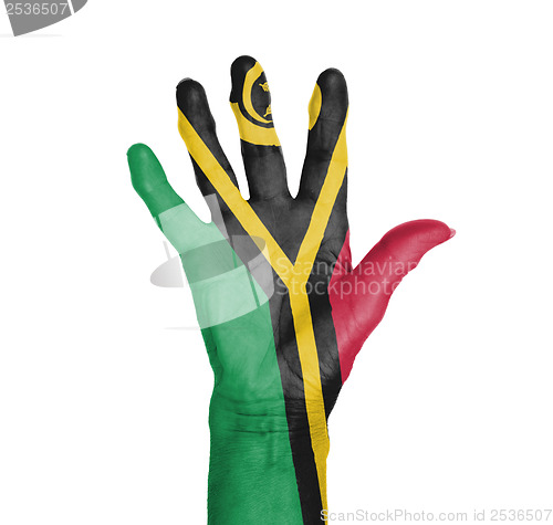 Image of Palm of a woman hand, painted with flag