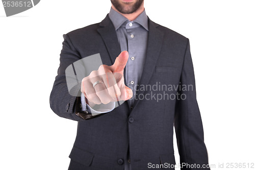 Image of Businessman pointing with finger