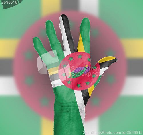 Image of Palm of a woman hand, painted with flag