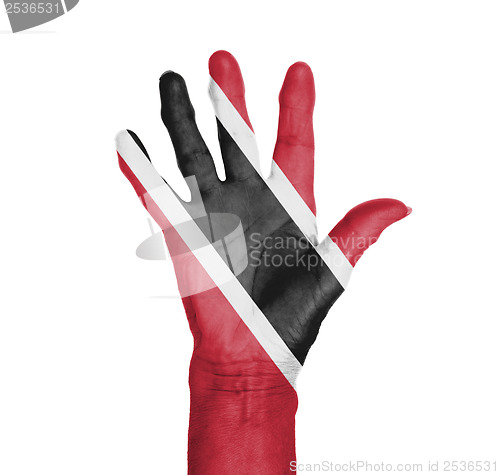 Image of Palm of a woman hand, painted with flag