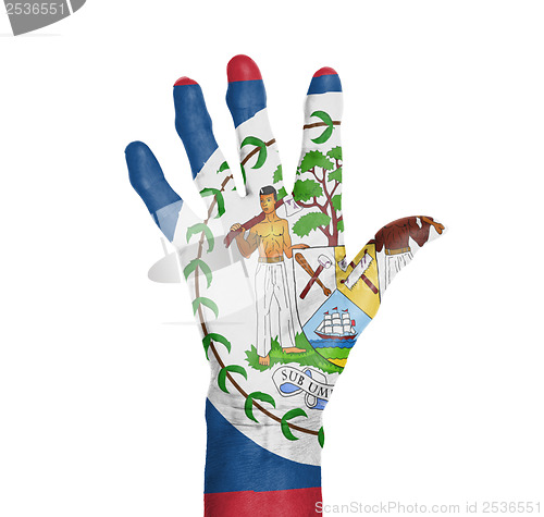 Image of Palm of a woman hand, painted with flag