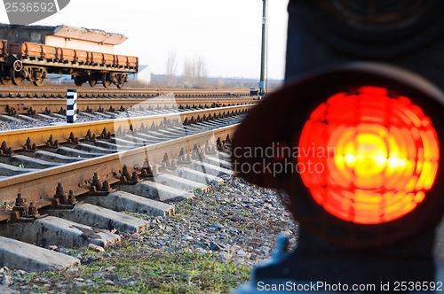 Image of stop signal lamp on railway