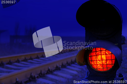 Image of stop signal lamp in dusk