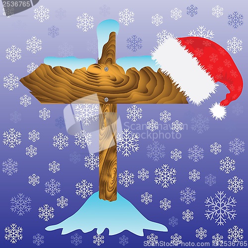 Image of winter arrow and Santa hat