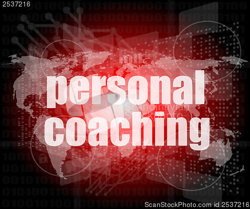 Image of word personal coaching on digital screen 3d, business concept