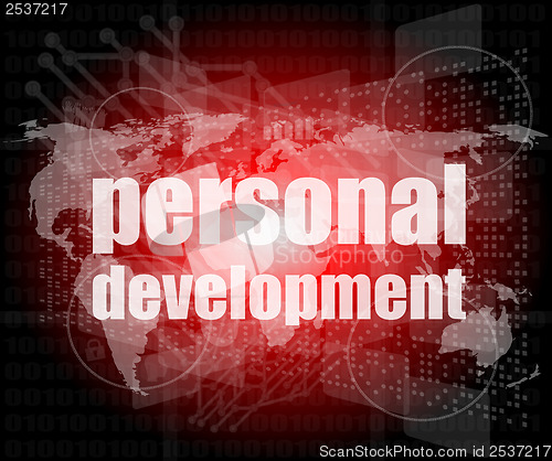 Image of word personal development on digital screen 3d