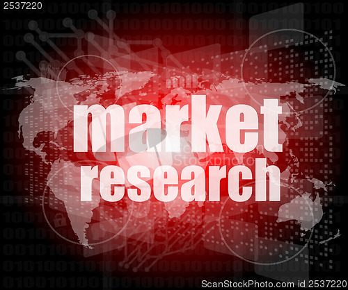 Image of Pixeled word Market research on digital screen 3d