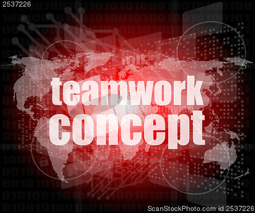 Image of teamwork concept - business growth on touch screen