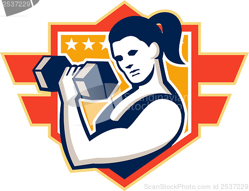 Image of Woman Lifting Lifting Dumbbell Retro