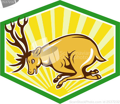 Image of Stag Deer Charging Side Cartoon